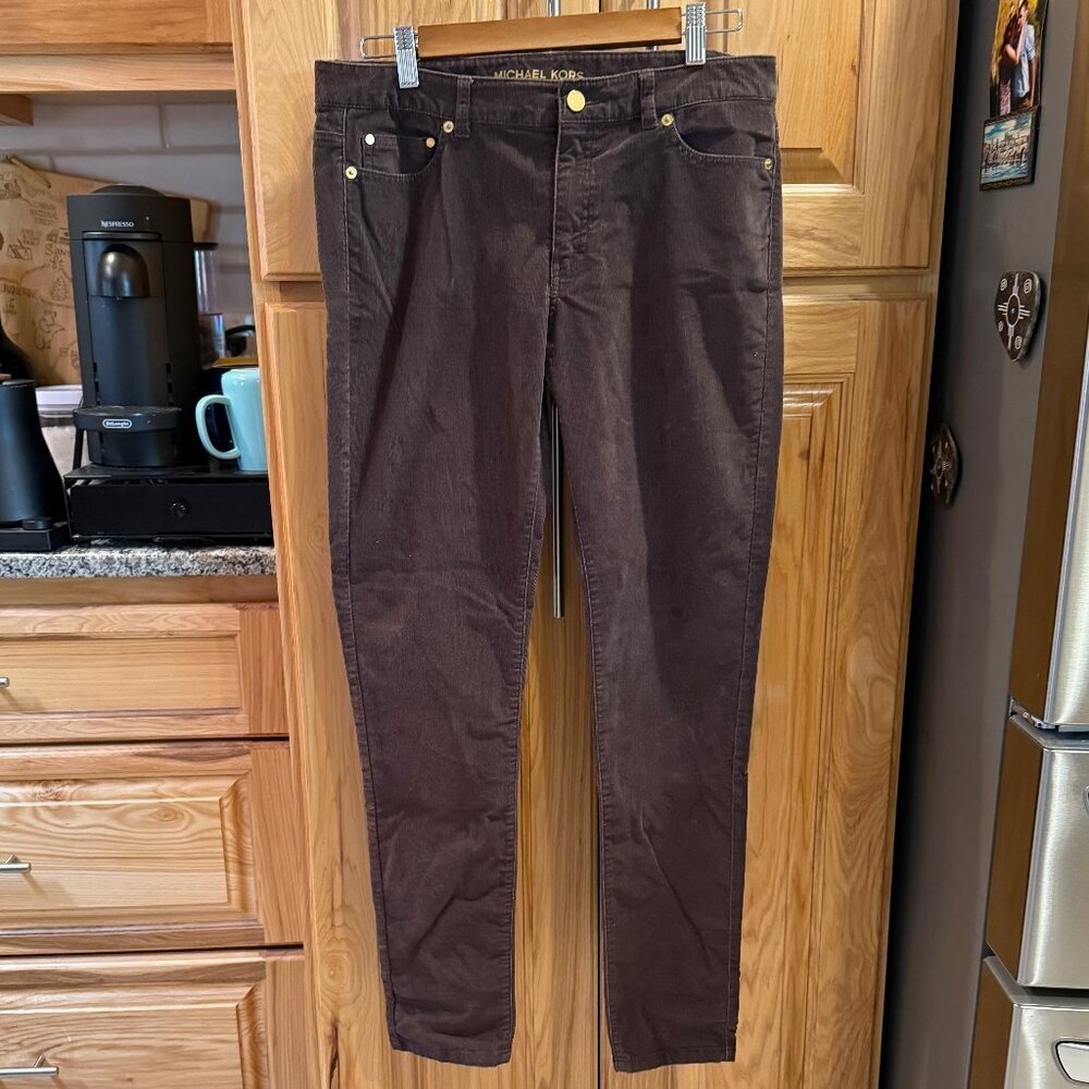 Michael Kors Brown Stretch Skinny Corduroy Pants Women's Size 8‎ EUC